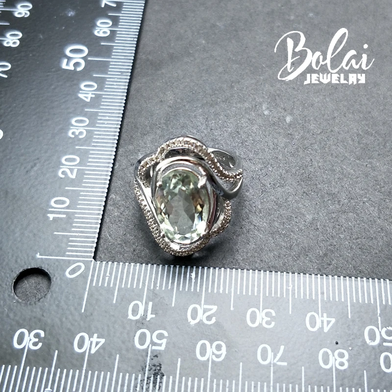 Bolaijewelry Натуральный Зеленый Аметист Мода Ring925 серебро ювелирные украшения для