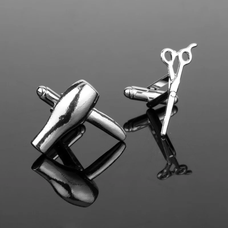 HEYu Парикмахерская бижутерия Scissor Shop Berber Pole запонки металлические мужские рубашки