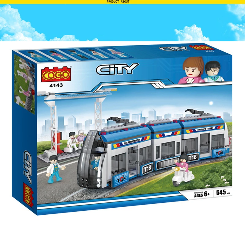 Продвижение COGO City серия BRT Быстрый автобус автомобиль пассажирский поезд станция фигурки строительные блоки наборы кирпичи детские игрушки