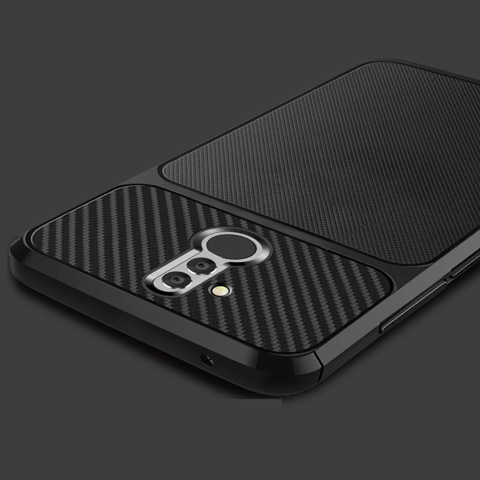 Armor Shockproof Phone Case For Huawei Mate 20 Lite Power Cover Pro Carbon Fiber TPU Silicone Back Cases |
