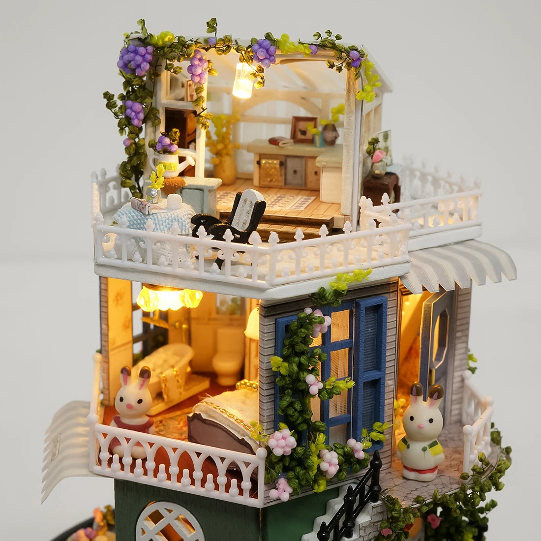 LED Light Dollhouse Rotating Music World Rabbit Star Dreams 3D Assembly DIY Household Kit Assemble Model Kits Gifts Kids | Игрушки и