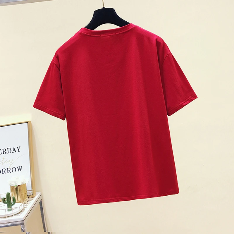 Camisetas Mujer женские футболки с вышивкой 2019 летняя модная футболка женская коротким