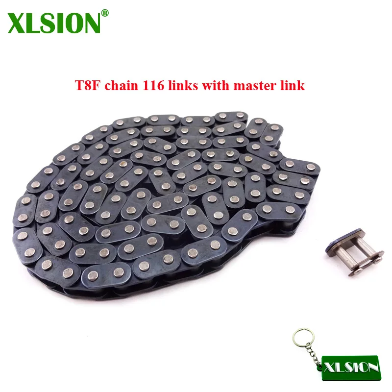 XLSION T8F цепь 116 звеньев с запасным звеньем для 2 тактного 47cc 49cc мини внедорожника ATV