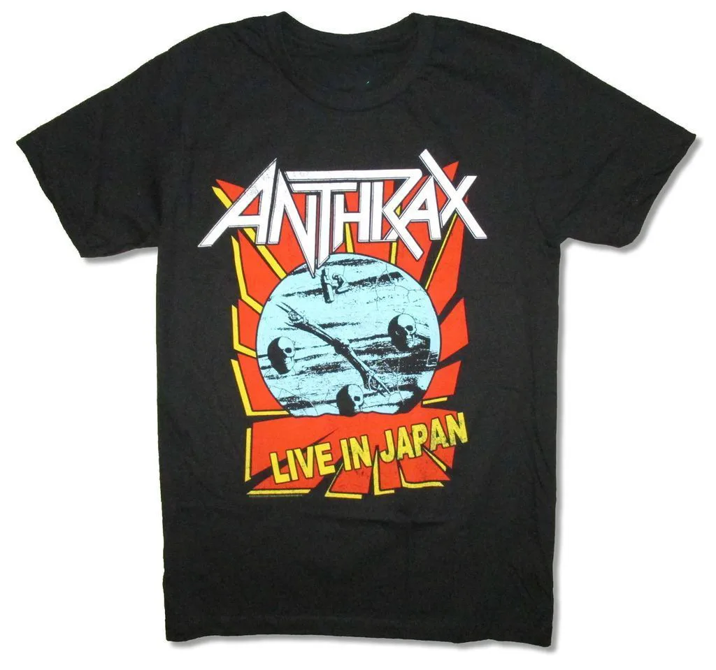 Anthrax жить в Японии ЧЕРЕПА черная футболка новый официальный Мерч Мягкий рукав