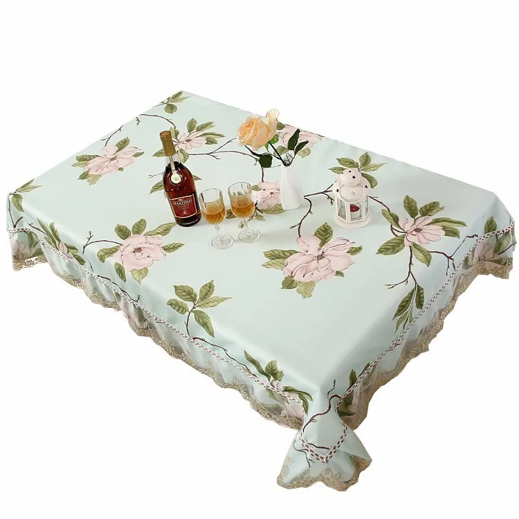 Green tablecloth Свежий пасторальный цветочный кружевной скатерти атласный чехол для стула подушка для сиденья вечерние скатерти для банкета домашний Свадебный декор tapete 1 шт - Цвет: Green tablecloth