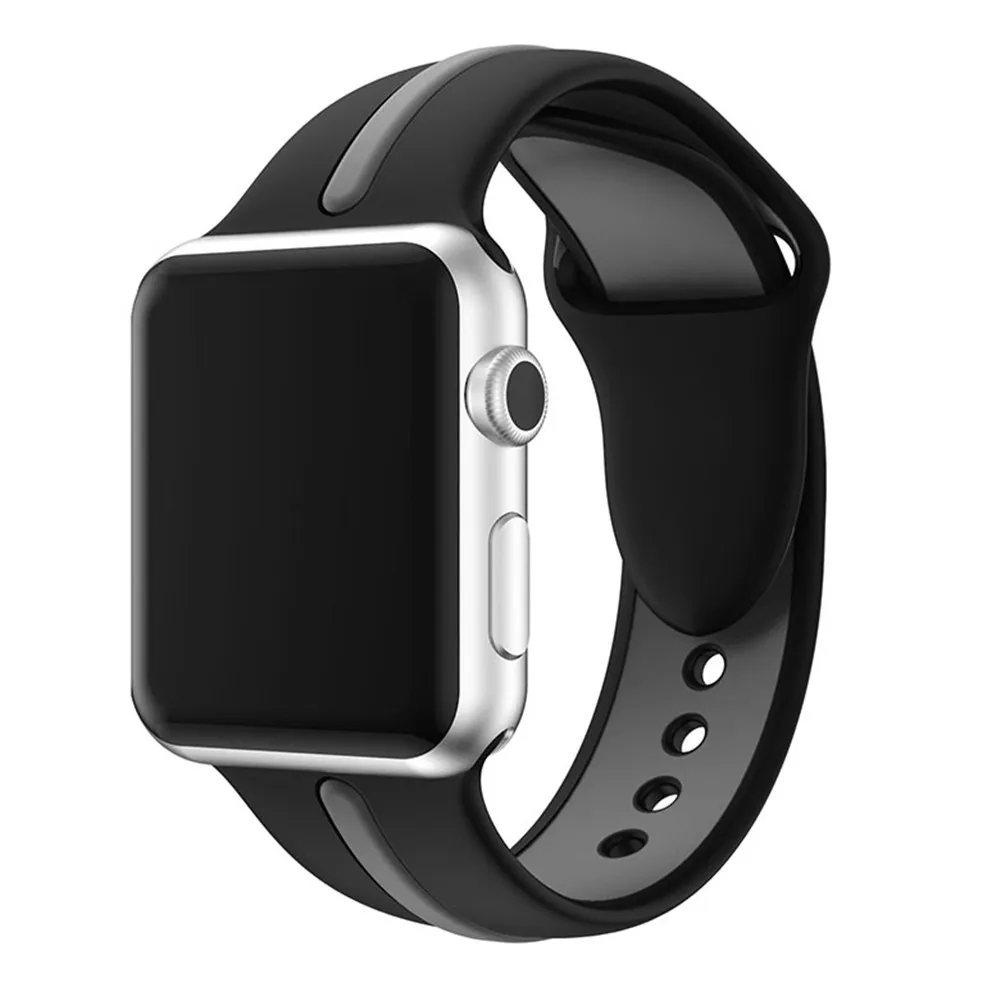 Спорт на открытом воздухе силиконовый для apple watch, ремешок 42 мм, 38 мм, 40 мм 44 Смарт ремешок для часов, браслет на запястье, ремешок для наручных часов iWatch серии 4/3/2/1 ремень