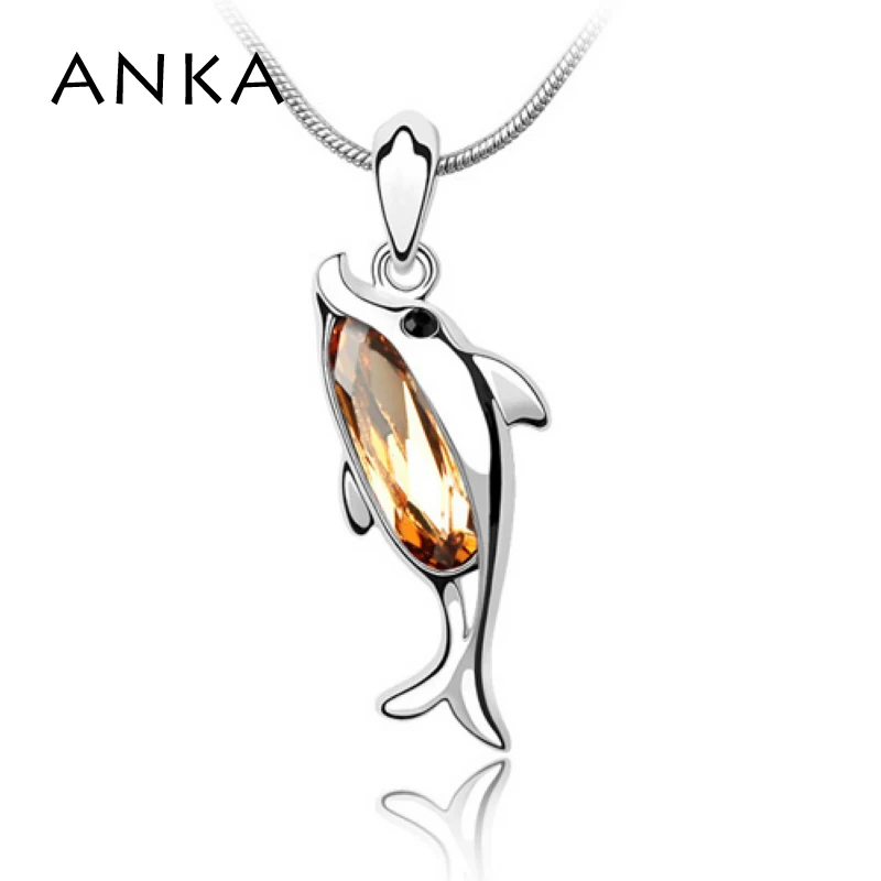 Ожерелье с подвеской в виде дельфина со змеиным кристаллом медная цепочка