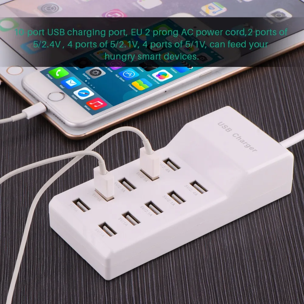 Зарядное устройство Powstro с 10 USB портами 60 Вт А|usb phone charger|iq chargerphone charger |