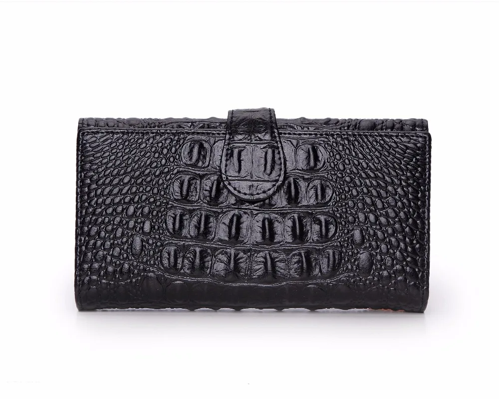 Брендовый однотонный Модный женский длинный кошелек из кожи аллигатора с