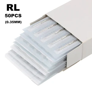 Одноразовые Стерильные иглы для татуажа, 50 шт.кор., 0,35 мм, круглые иглы для татуажа, бесплатная доставка