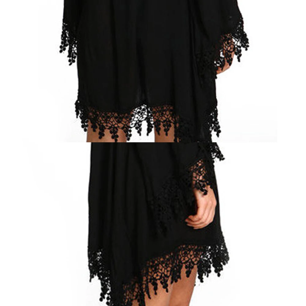 Осень и лето Для женщин новый Дизайн Сексуальная Полный Flare рукавом v-образным