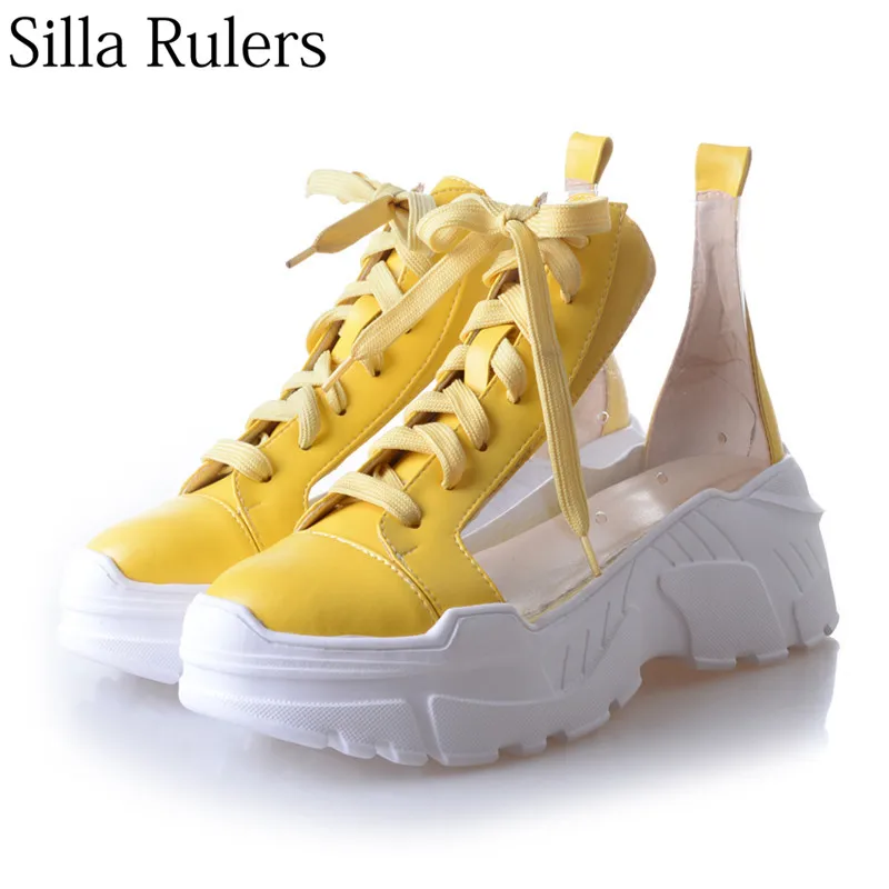 Silla liners/модная прозрачная обувь на толстой плоской подошве женская кожаная
