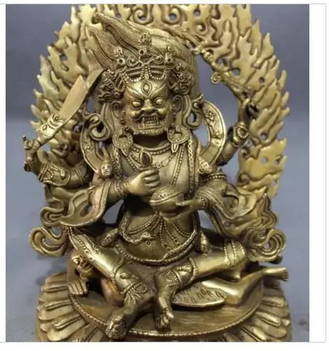 

Декоративная бронзовая Заводская Античная старинная статуя Vajra из чистой латуни, 9 дюймов, продуманная тибетская буддистская Будда, 4 искусства, Будда, Джосс, хозловая статуя