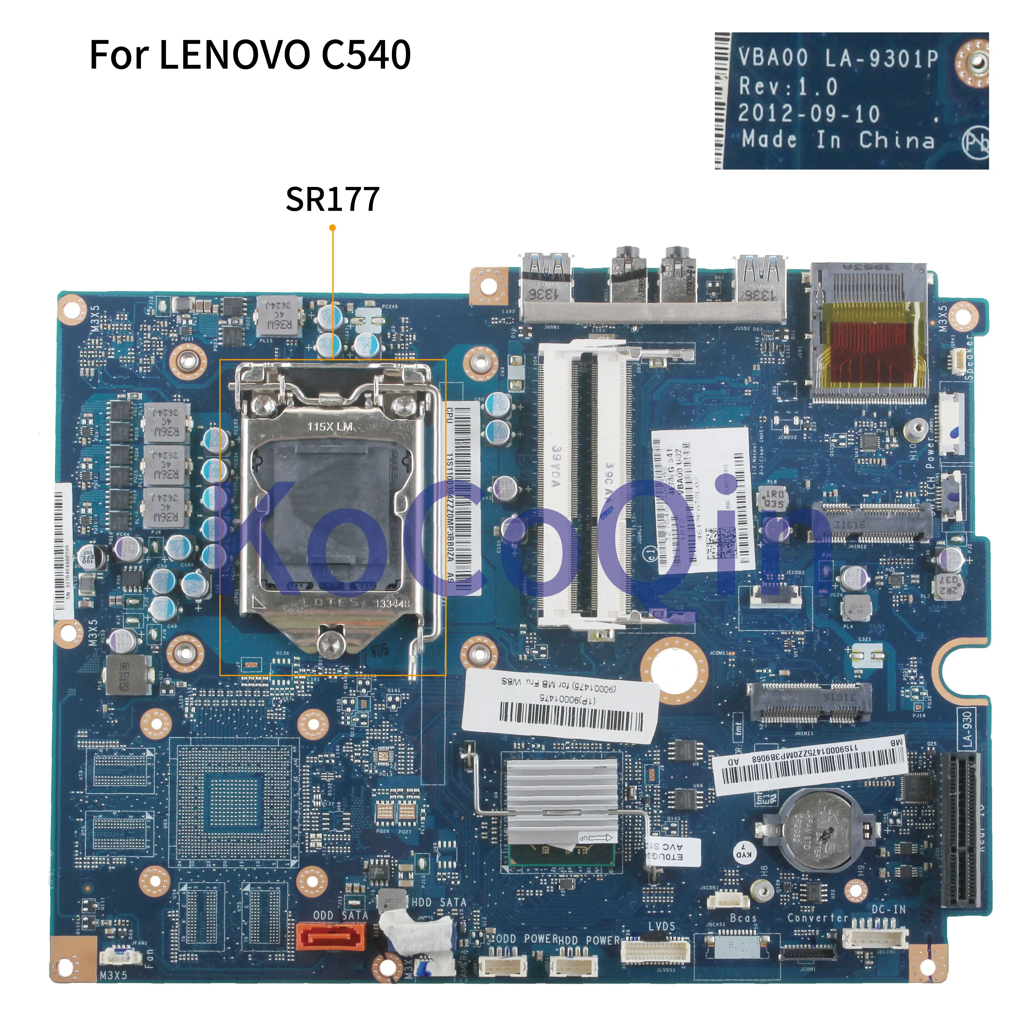 KoCoQin материнская плата для ноутбука LENOVO IdeaCentre C540 AIO VBA00 LA 9301P SR177|Материнские платы