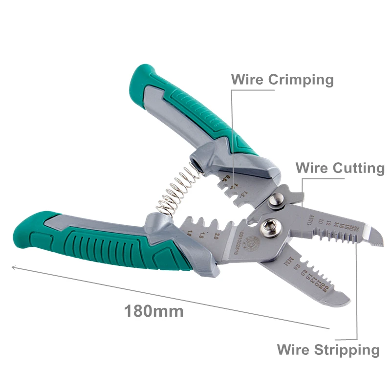 Обжимные клещи BERRYLION плоскогубцы для зачистки проводов 180 мм