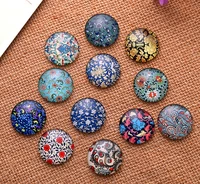 24pcs 121416mm broken flower pattern round handmade photo glass cabochons diy jewelry glass dome cover beads cameo settings