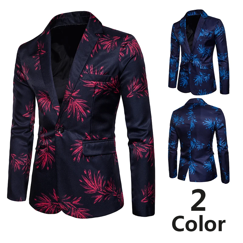 

Men's Suit Classic Brand Suit Men's Single Button Casual Slim Suit Jacket Wine Red Blue Size M-3XL