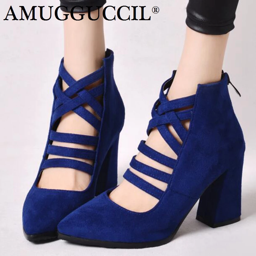 

Большие размеры 32-46; цвет черный, красный, синий; модные пикантные женские туфли на молнии на высоком каблуке; сезон весна-осень; женские туфл...