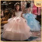 Новое поступление, роскошные кружевные платья для маленьких девочек с аппликацией для первого причастия, платье принцессы с открытой спиной в пол для девочек