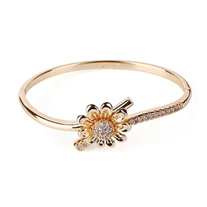 Rose Gold Новое поступление, изысканный цветок, 585, розовое золото, полый женский браслет, микро-воск, инкрустация белым кристаллом, браслеты, свадебные, рождественские ювелирные изделия - Окраска металла: Rose Gold
