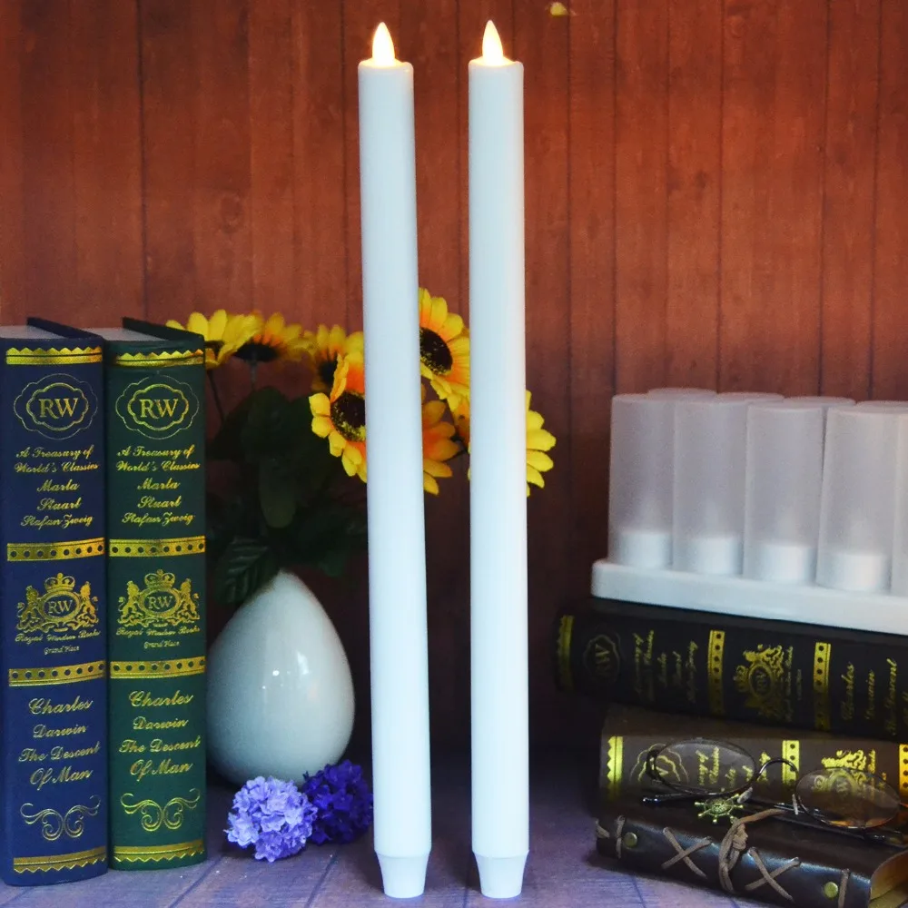 2Pcs Luminara Battery Operated Flickering Led Candles Flameless White Stick Candle Light Lamp for Wedding Home Table Decoration | Дом и сад