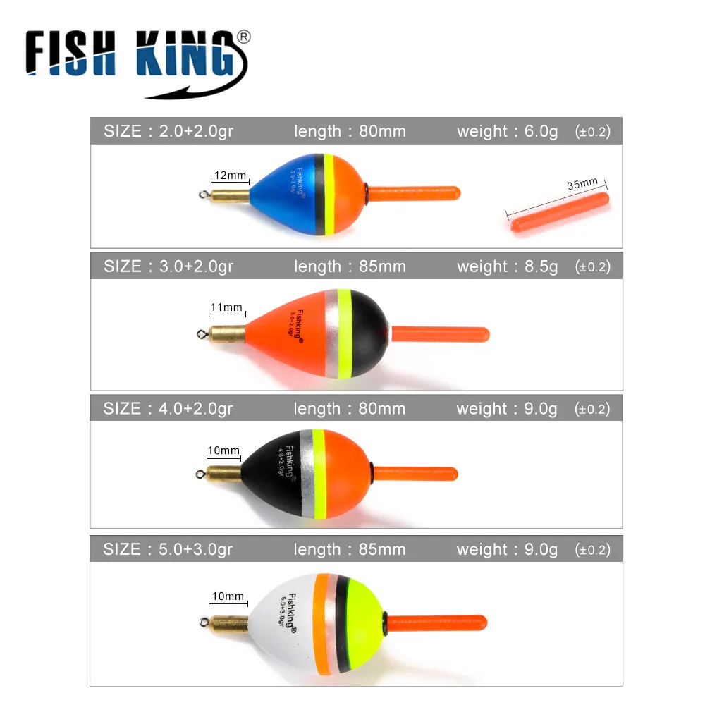 

FISH KING 5pcs Mix Size Color Articulos De Pesca Carp Fishing Tackle Accessories For Bobber Set Buoy Boia Floats flotador