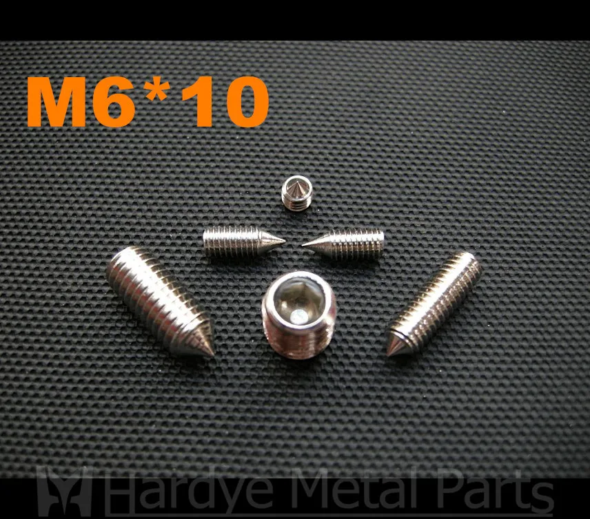 

500pcs/lot M6*10 DIN914 Stainless steel hex socket set screw with cone point