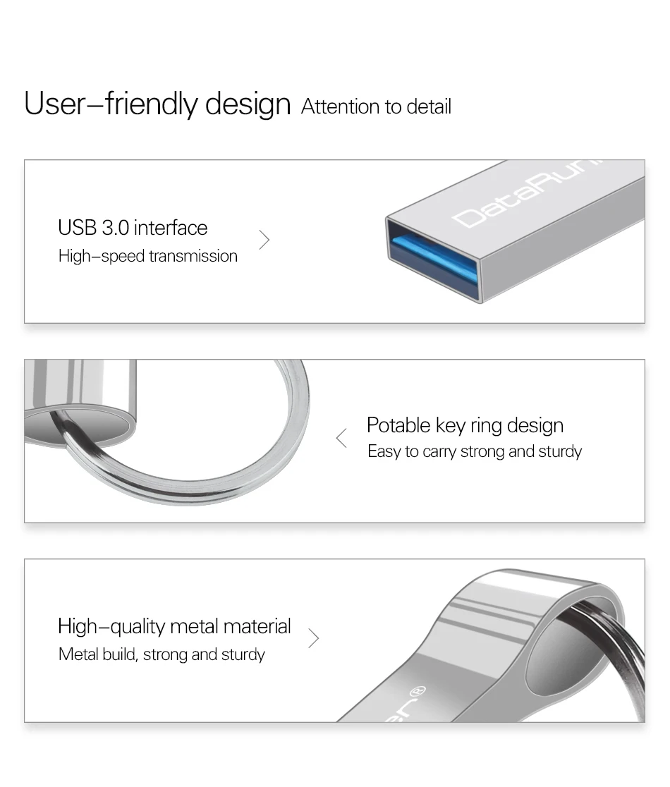 USB флеш-накопитель DataRunner, ручка для ключей, 16 ГБ, 32 ГБ, 64 ГБ, 128 ГБ, водонепроницаемые флеш-накопители, высокоскоростная Usb флешка, флеш-диск 3,0