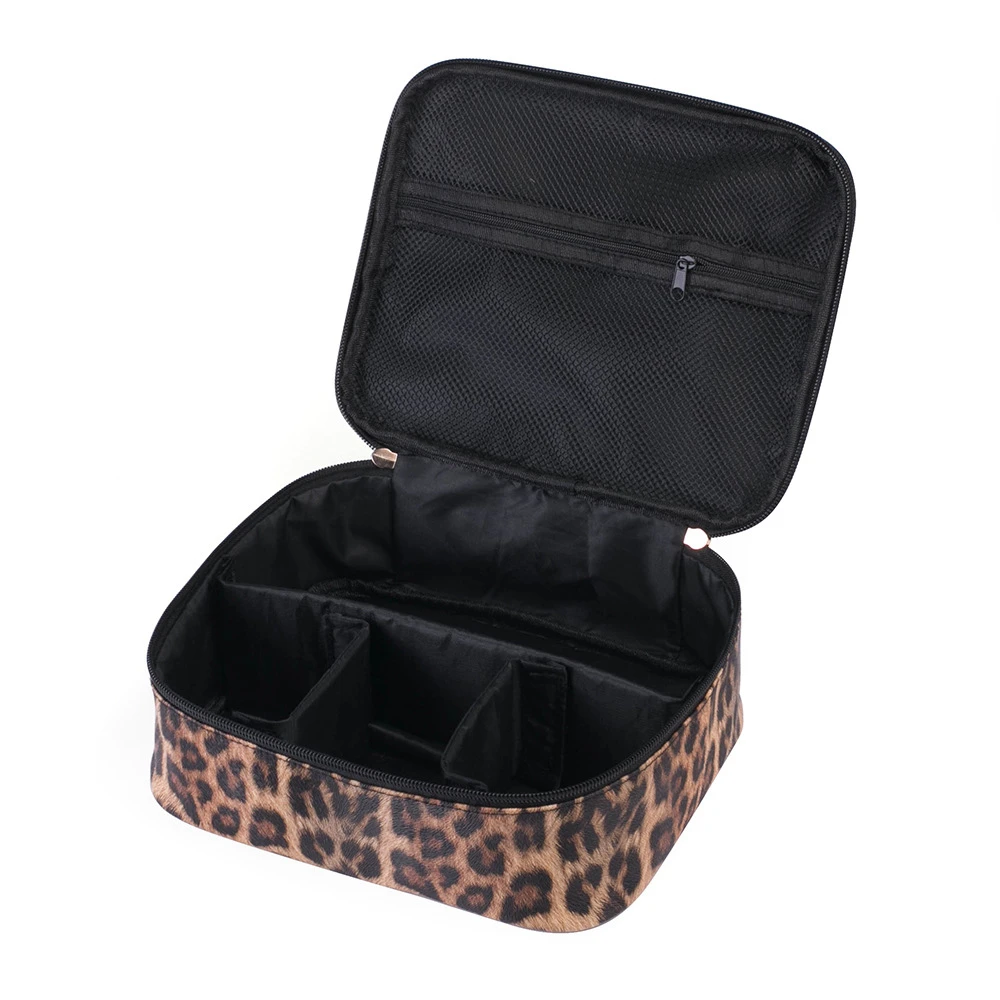 CHILEELOVE Leopard Print Professional Multifunctional Portable Makeup Brushes Kit and Cosmetic Tool Storage Collection Hand Bag | Красота и
