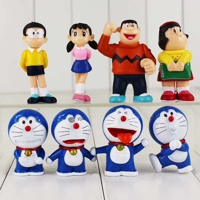 8 шт./лот Doraemon Nobita Nobi фигурка куклы Shizuka Minamoto Takeshi ПВХ игрушка Коллекционная модель