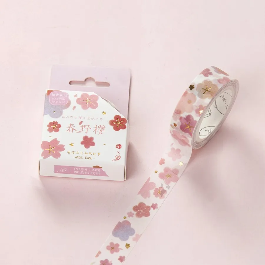 Chunyeying 1 шт. ленты васи DIY вишневые картины с цветущими цветами бумага маскирующая лента декоративные клейкие ленты Скрапбукинг наклейки Размер 15 мм* 5 м - Цвет: Chunyeying