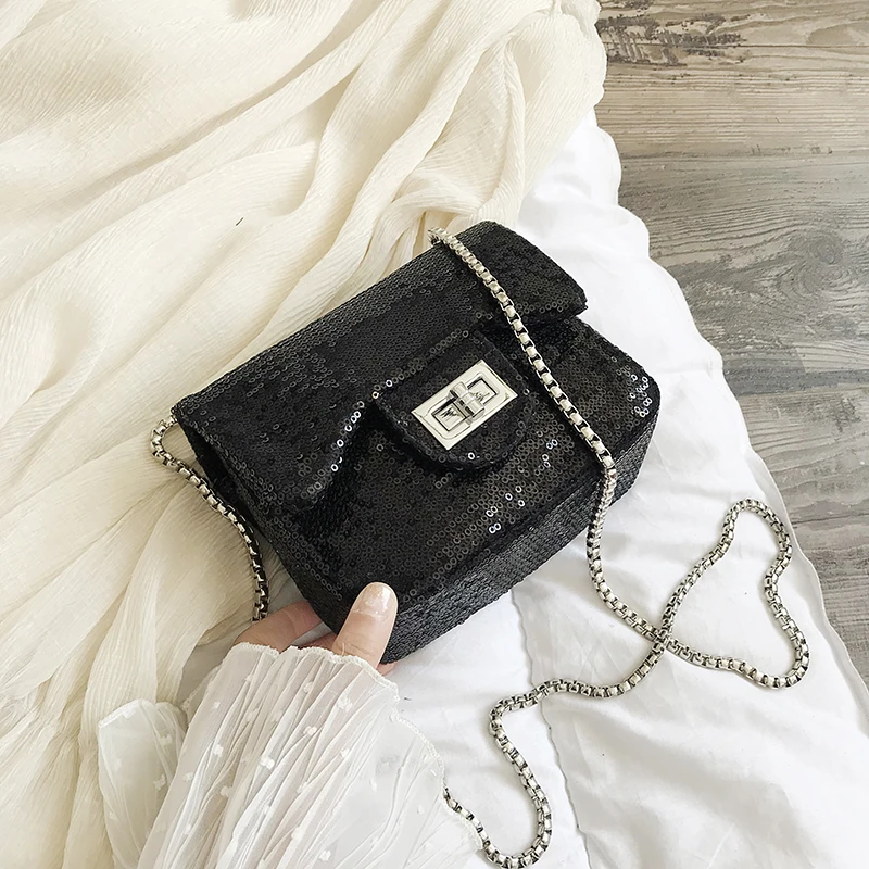 2019 модные новые женские серебряные квадратные сумки с пайетками мини сумка