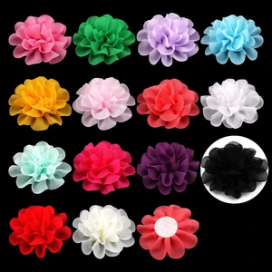 120pcslot 10cm 14 Colors Big Fluffy Chiffon Flowers For Kids Girls Hair Accessories Artificial Fabric Flowers For Headbands