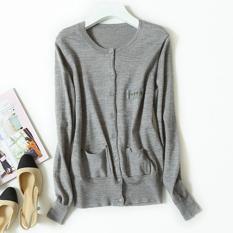 Кардиган женский демисезонный с круглым вырезом и карманами 5 цветов |