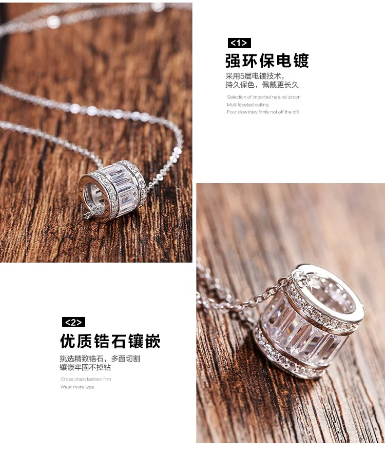 

AAA Necklace Cubic Zirconia Women Pendant Necklace Cylinder Zircon Necklace fashion Jewelry
