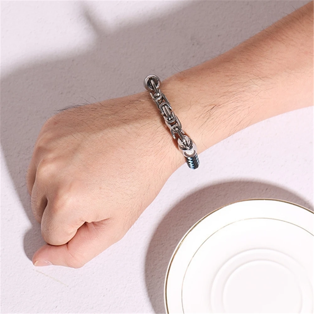 Мужской кожаный проволочный браслет ручной из нержавеющей стали Магнитный