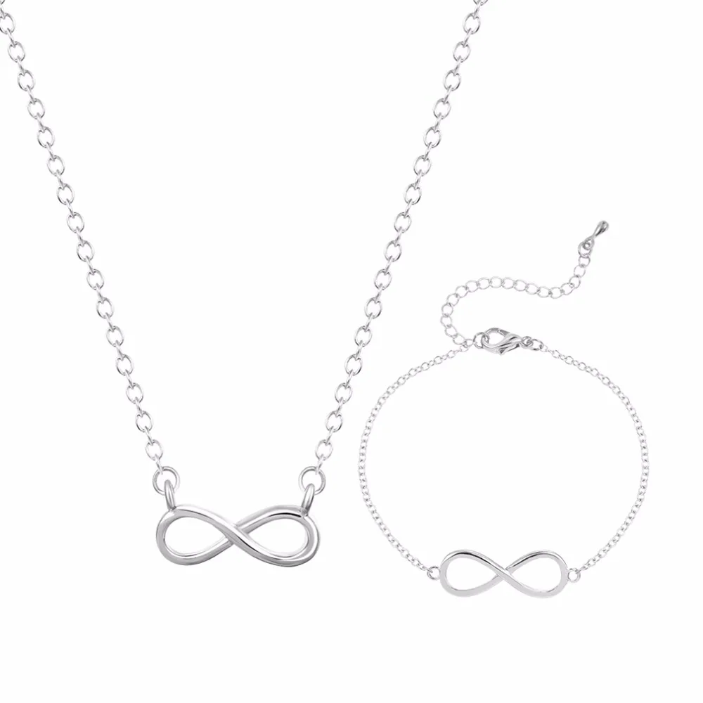 Чандлер золото цвет бесконечные 8 Форма ожерелье и браслет для женщин Любовь