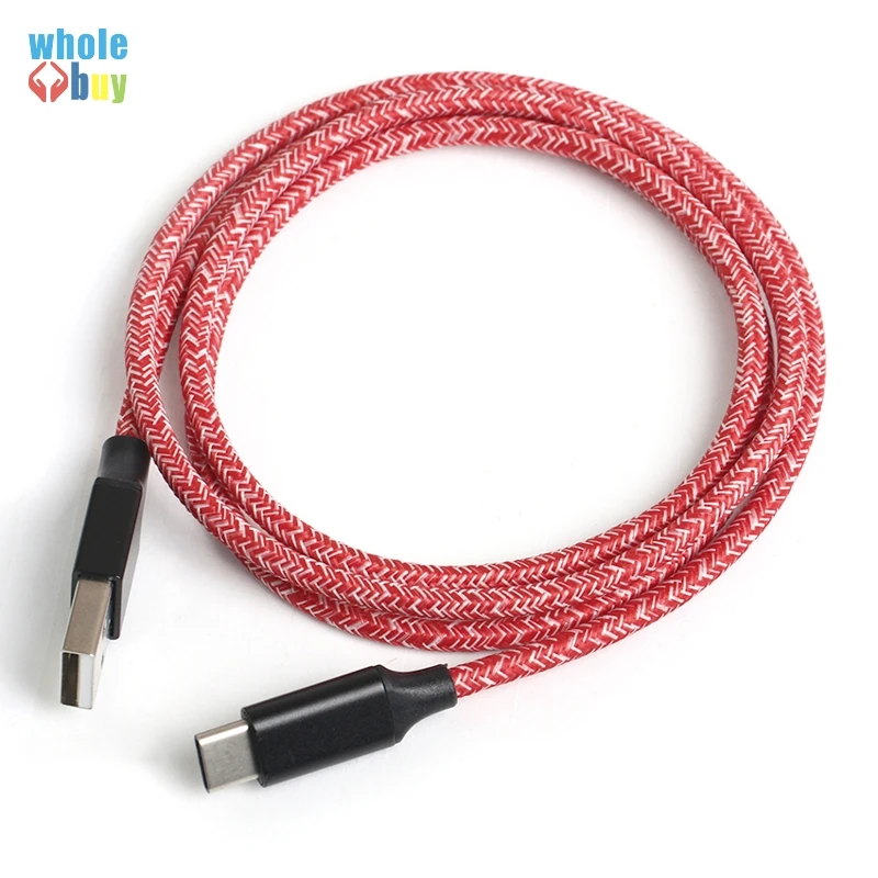 100 шт./лот 1 м 2 3 А цветная тканевая пряжа Micro 5pin 8pin TypeC нейлоновая оплетка Usb кабель
