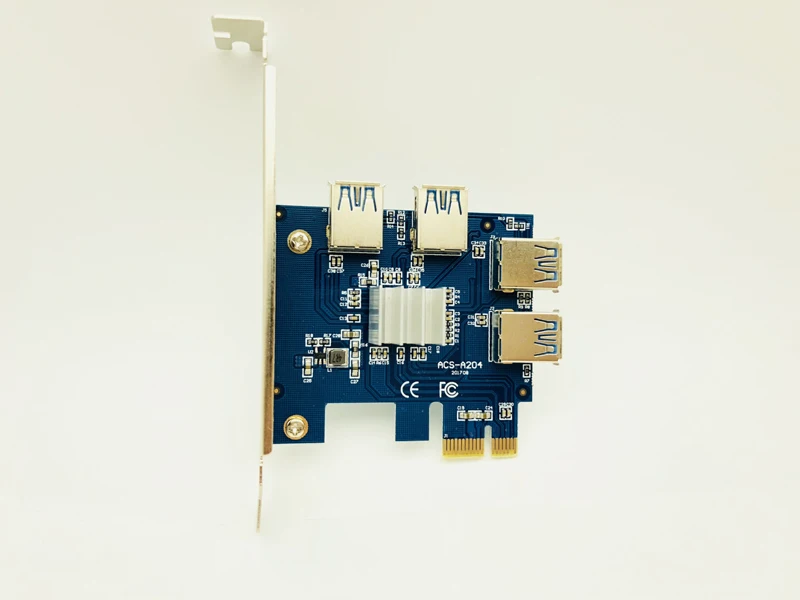 Новинка PCI-E 1 до 4 PCI Express X1 Riser Card PCIE 1X 16X USB3.0 адаптер конвертер для Antminer Bitcoin Miner Mining |