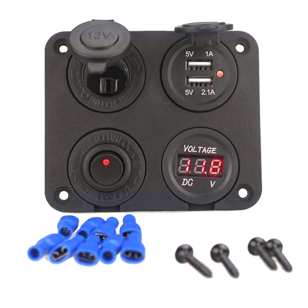 12V Car Charger Power Adapter Voltmeter Panel Dual USB Cigarette Lighter Socket Splitter Auto Accessories | Автомобили и