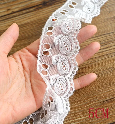 5CM 2YARD 2 ярда 7-16 см белая кружевная лента ручной работы кружевная отделка пэчворк материал пошив одежды «сделай сам» Аксессуары - Цвет: 5CM 2YARD