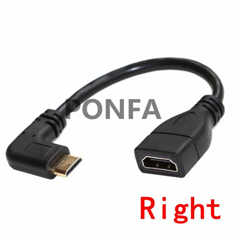 Right Вверх вниз вправо влево угловой мини HDMI к HDMI мужчин и женщин кабель 10 см для ноутбука ПК HDTV Тип C hdmi мини hdmi угол адаптера - Цвет: Right