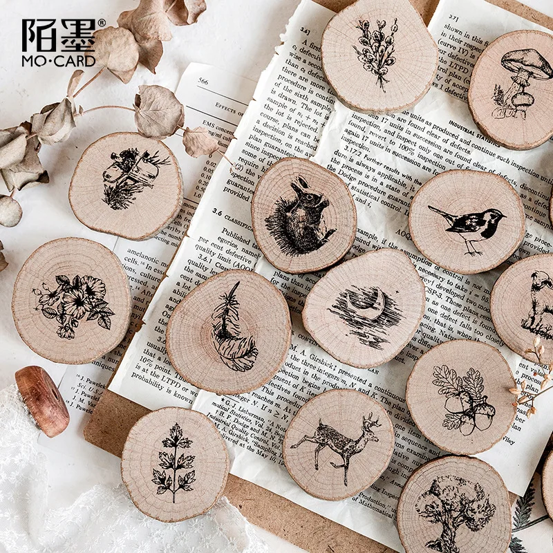 Винтажный набор штампов TUNACOCO печать прицел животные деревянное растение