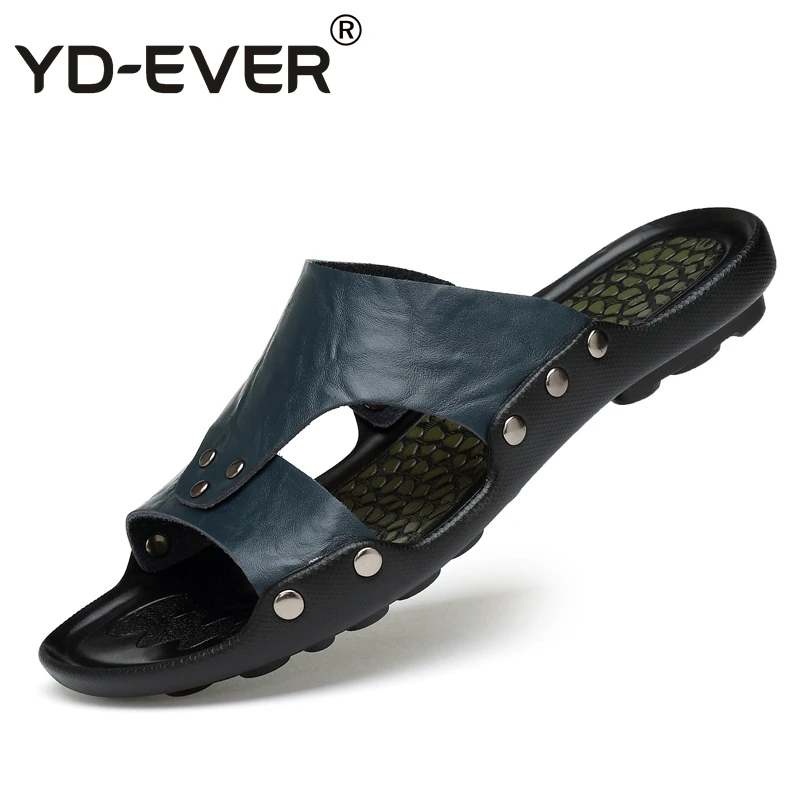 Мужские сандалии ручной работы из натуральной кожи модные брендовые пляжные