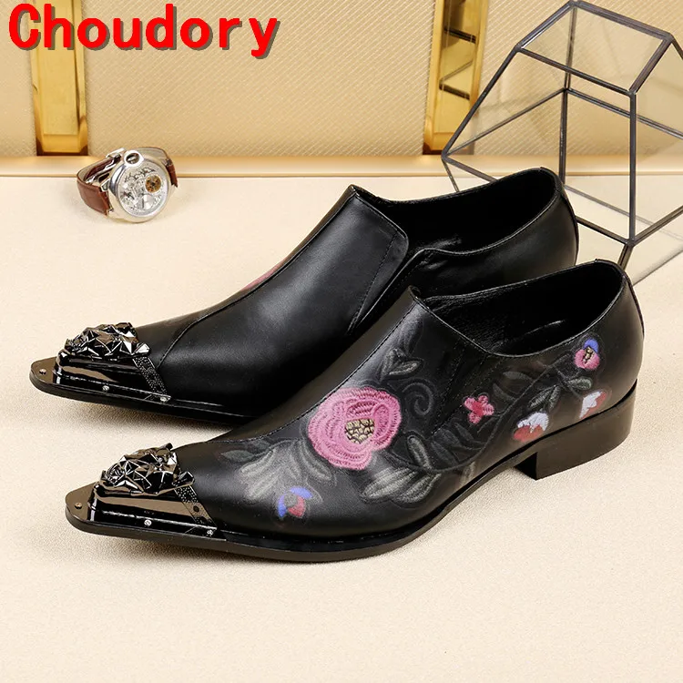 Choudory sapato social/модельные туфли с золотым носком мужские элегантные цветочным
