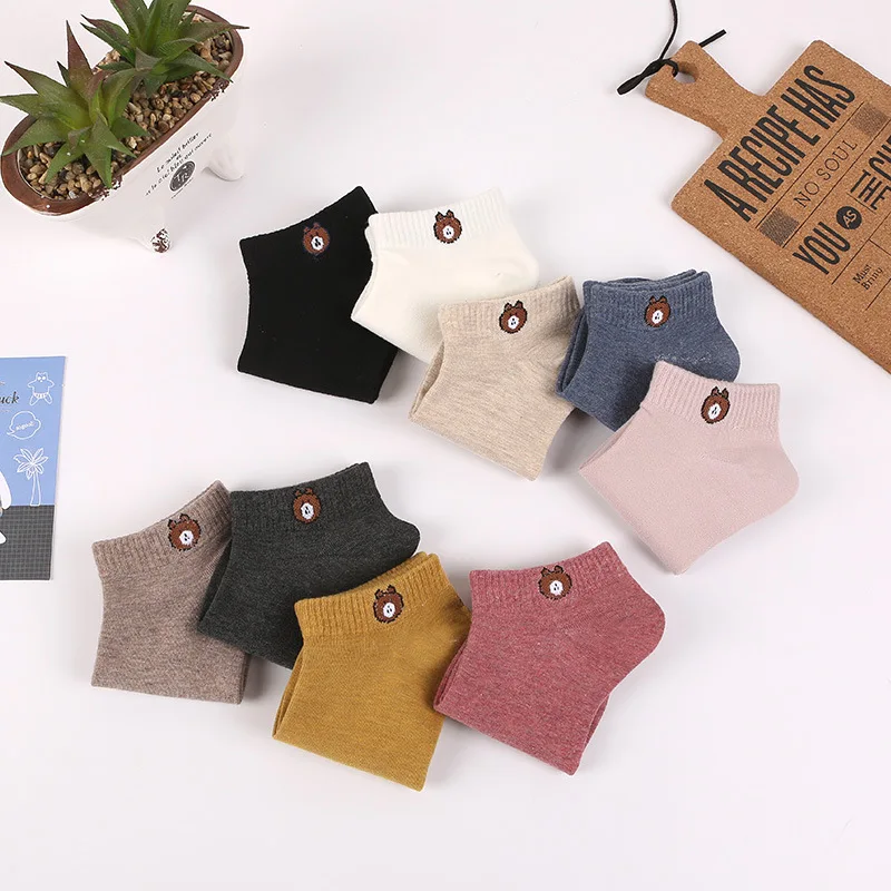 Новые весенне летние носки женские модели с рисунком медведя корейские