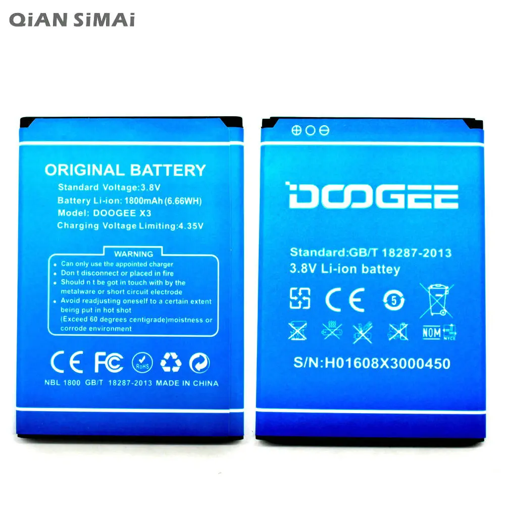 1pcs 100% High Quality 1800mAh Battery For DOOGEE X3 Mobile Phone + Tracking Code | Мобильные телефоны и аксессуары