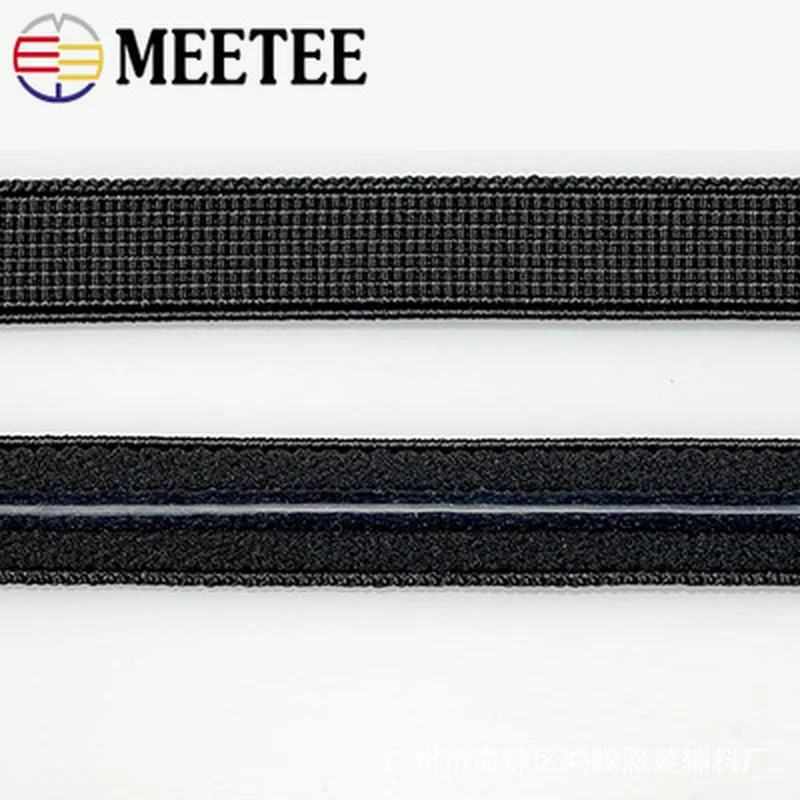 Meetee 18 ярдов 10 мм полиэстер эластичная лента нескользящая резина тесьма с