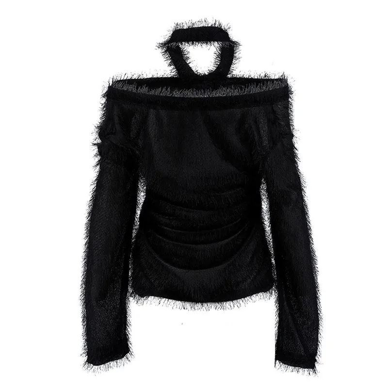 Womens Cold Shoulder Long Sleeve Sweater Jumper Ladies Pullover Tops Camisola Das Mulheres Manteau Des Femmes Chandail A1 | Женская