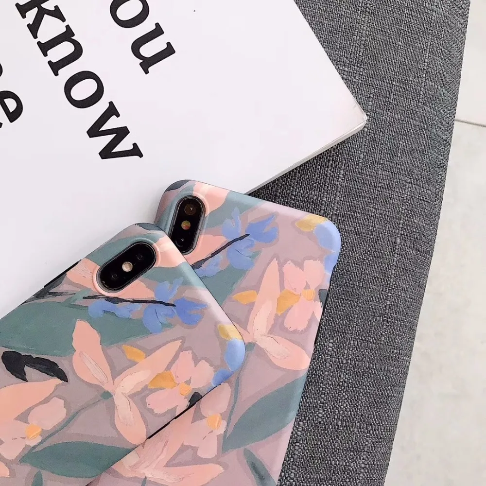 Винтажный цветочный матовый чехол для iphone 6 6P 7 8 7P 8P и X XS Max XR |